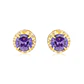 Aros de Oro 18kt Chatón de Amatista Circonita 5mm - Miniatura 1