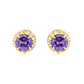 Aros de Oro 18kt Chatón de Amatista Circonita 5mm - Miniatura 3