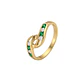 Anillo Oro Miel 18kt Vínculo con Esmeraldinas y Circonitas - Miniatura 1
