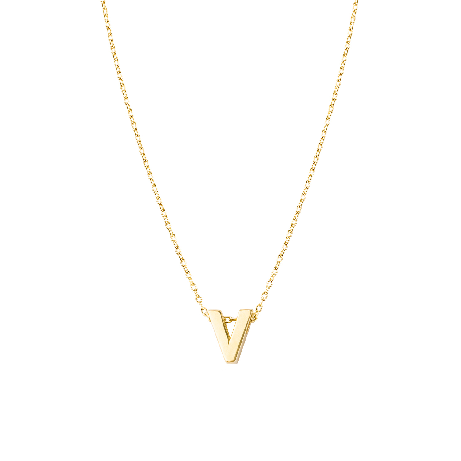 Collar de Oro 18kt Letra V 2