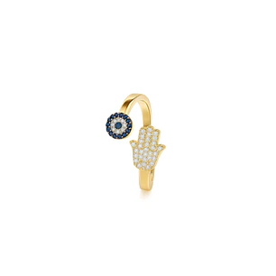 Anillo de Oro 18kt con Diamantes 22 Pts Totales SI/H Corte Brillante 9 Pts Zafiro - By Danielle Costantini