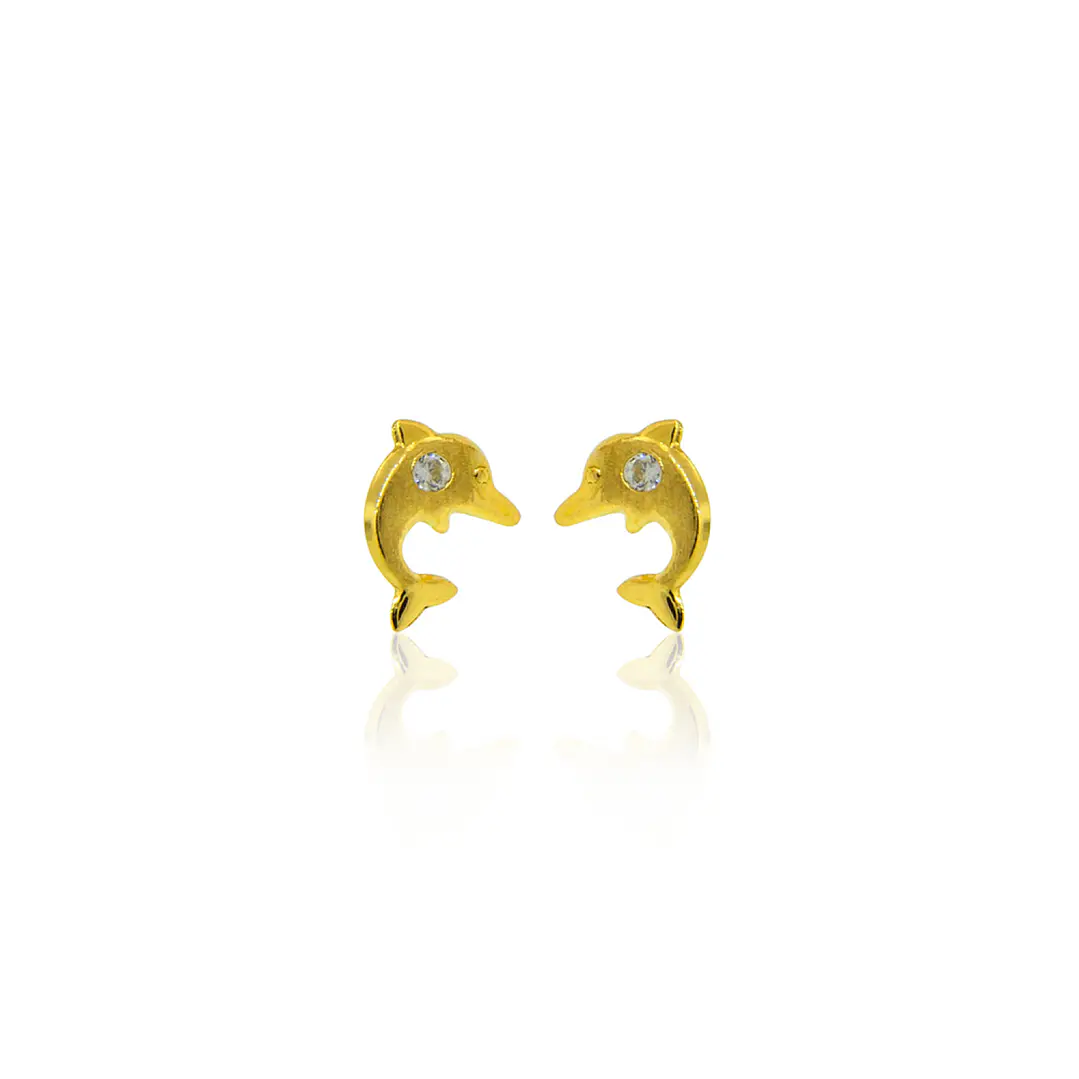 Aros de Oro 18kt Delfín y Circones 1