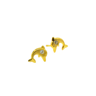 Aros de Oro 18kt Delfín y Circones