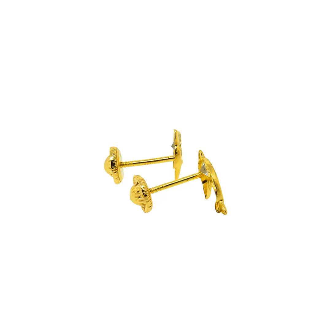 Aros de Oro 18kt Delfín y Circones 3