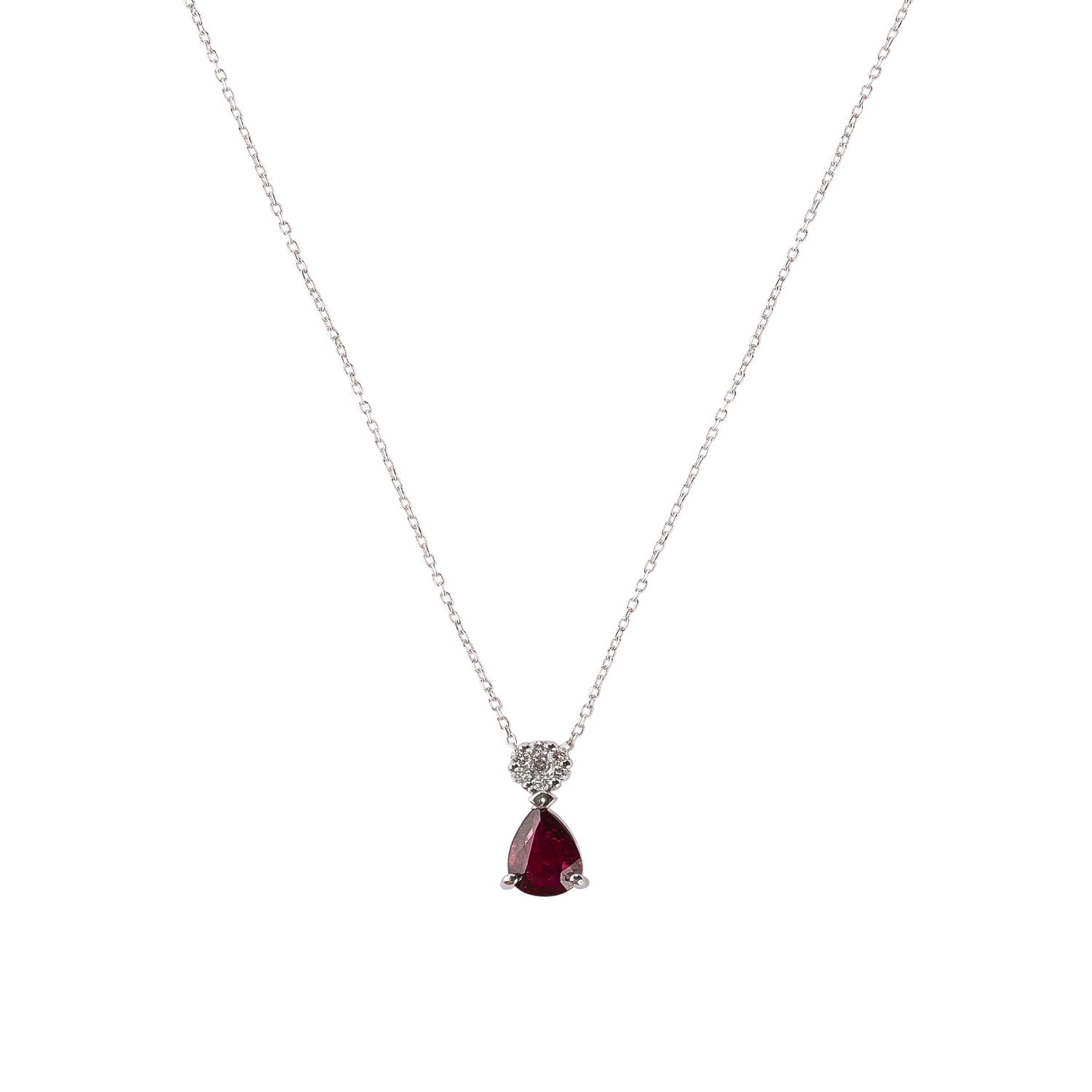 Collar de Oro 18kt con Diamantes de 4 Pts Totales SI/H 40 Pts Rubí Corte Brillante 2