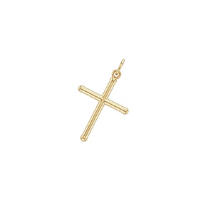 Colgante de Oro Miel 18kt Cruz Tubo Pequeña
