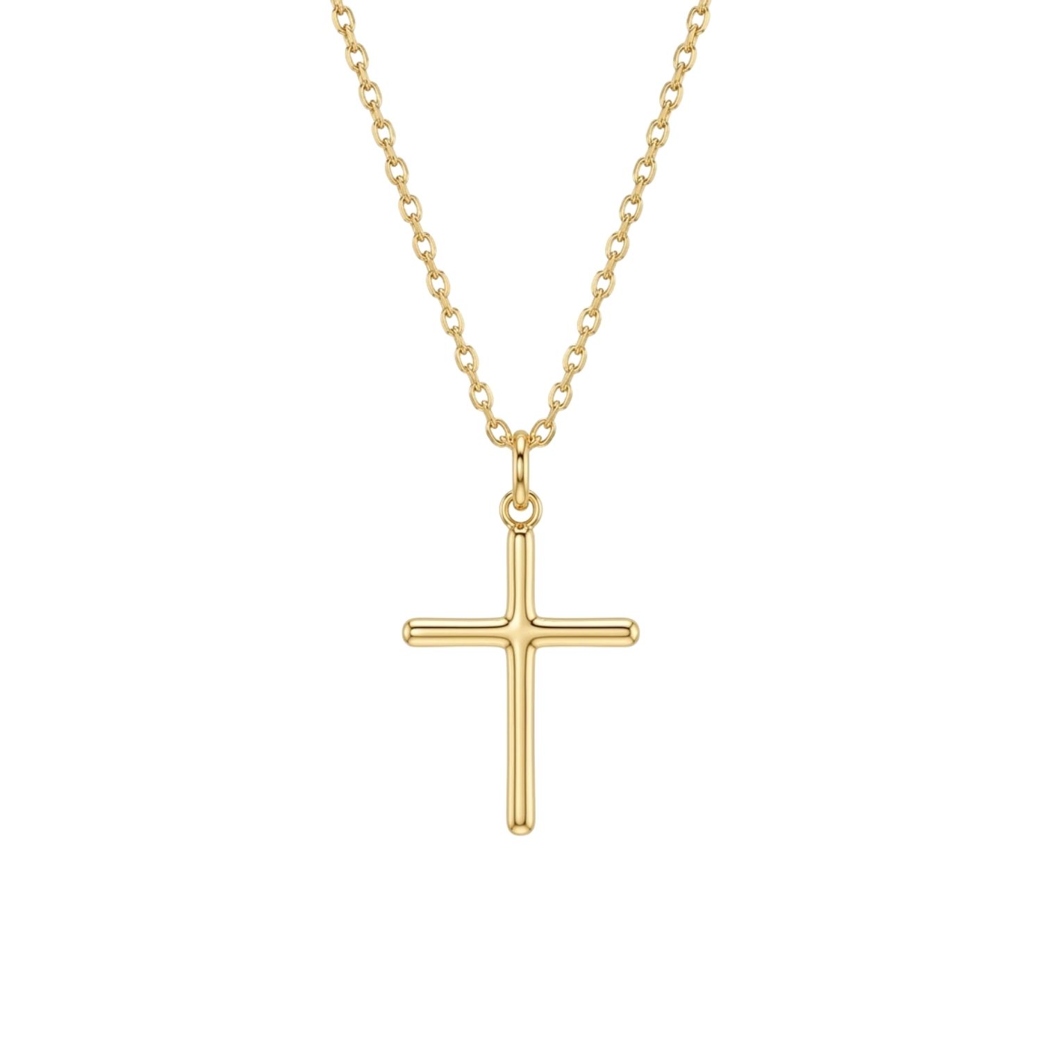 Colgante de Oro Miel 18kt Cruz Tubo Pequeña 3