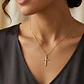 Colgante de Oro Miel 18kt Cruz Tubo Pequeña - Miniatura 4