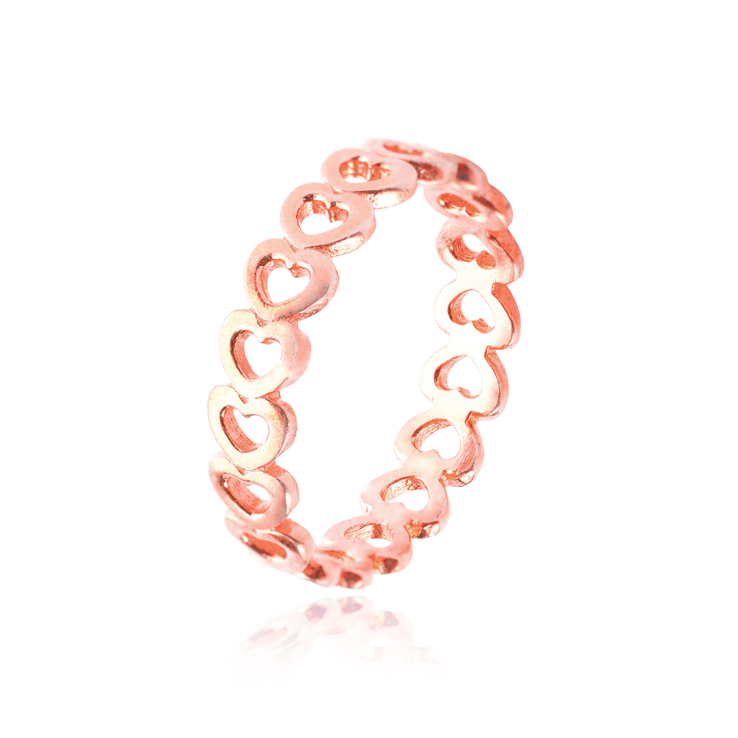 Anillo de Plata Esterlina 925 Corazones de Rose 37 1