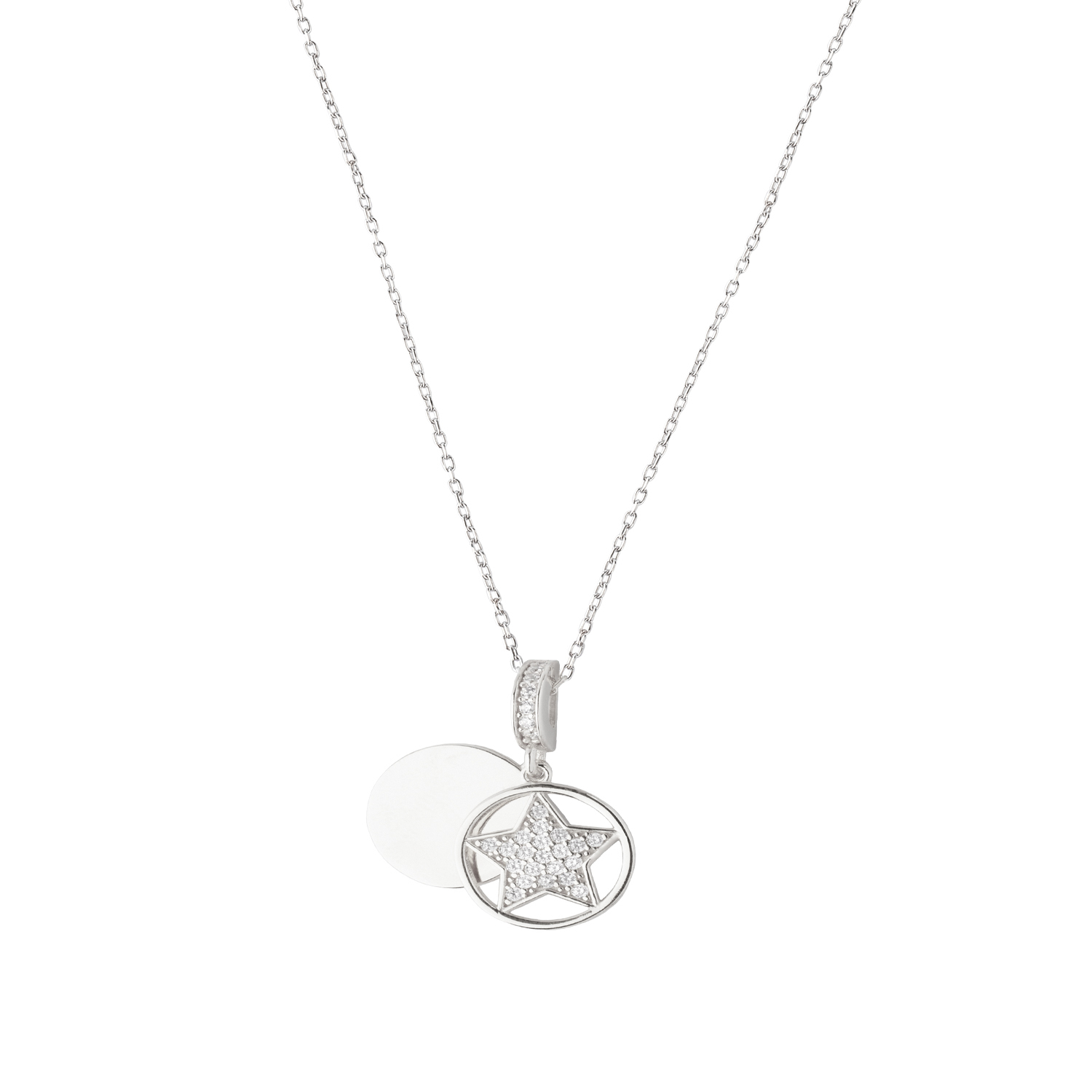 Collar de Plata Esterlina 925 Estrella Circulo 3