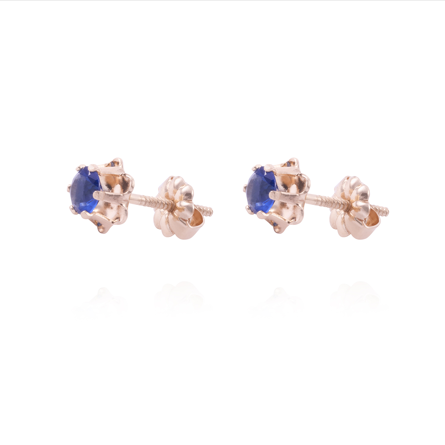 Aros Oro Miel 18kt Zafiro 4mm 1