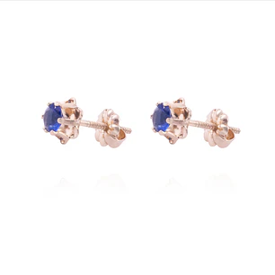 Aros Oro Miel 18kt Zafiro 4mm