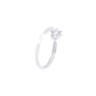 Anillo Oro Blanco 18kt Solitario Circonita 4MM