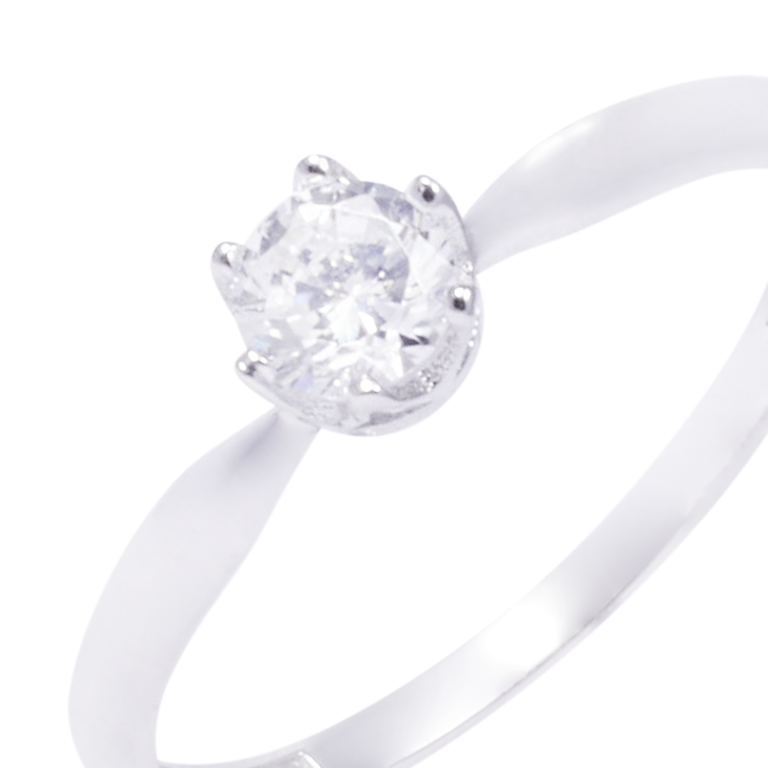 Anillo Oro Blanco 18kt Solitario Circonita 4MM 3