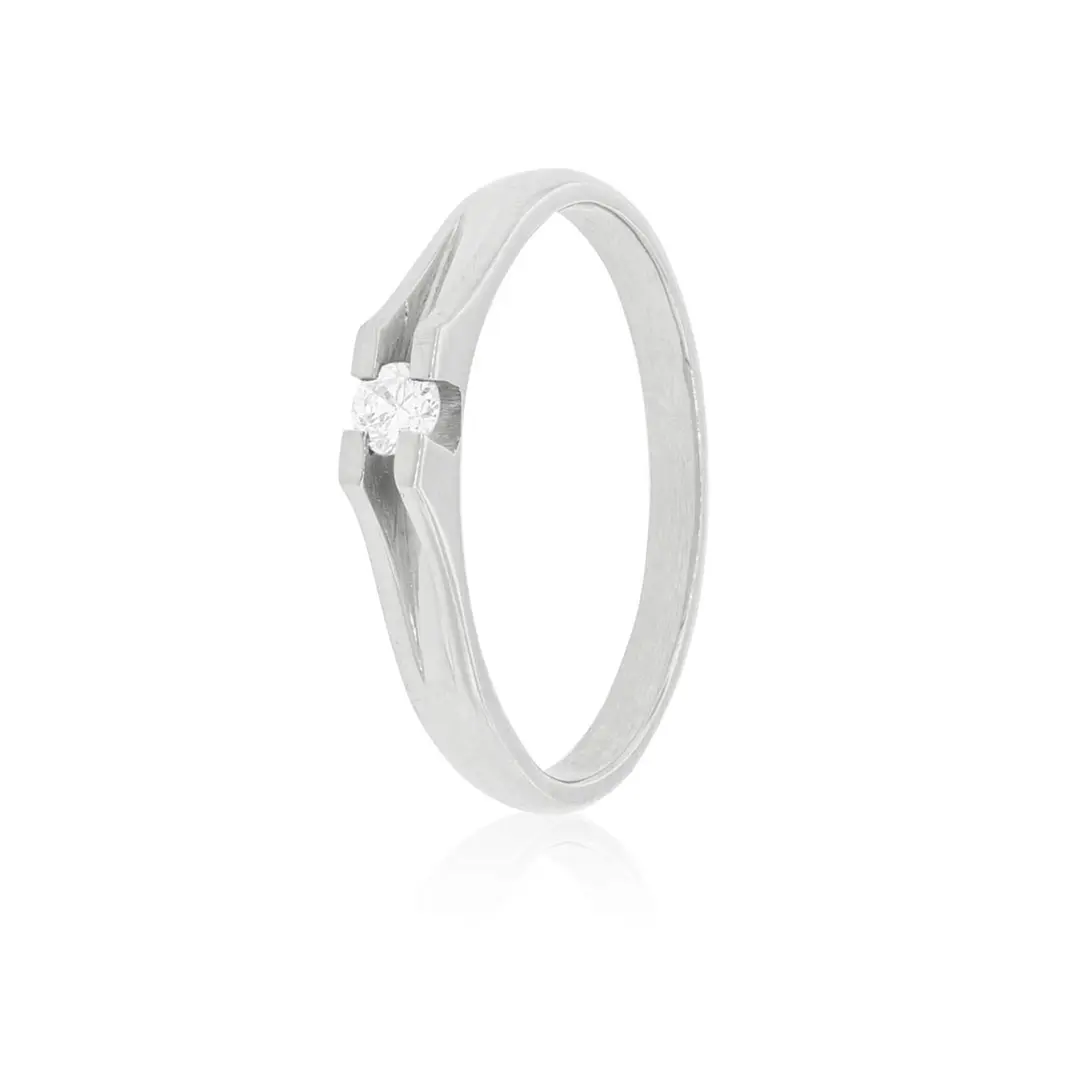 Anillo Compromiso Oro Blanco 18kt  Milán 1x12ptos Diamante 1