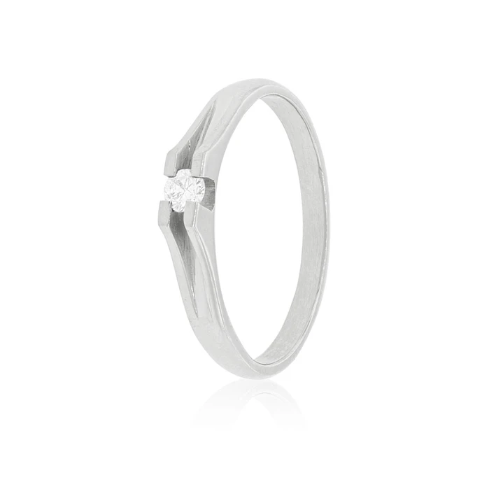 Anillo Compromiso Oro Blanco 18kt  Milán 1x12ptos Diamante 1