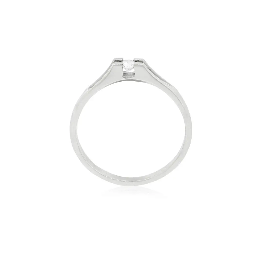 Anillo Compromiso Oro Blanco 18kt  Milán 1x12ptos Diamante 2