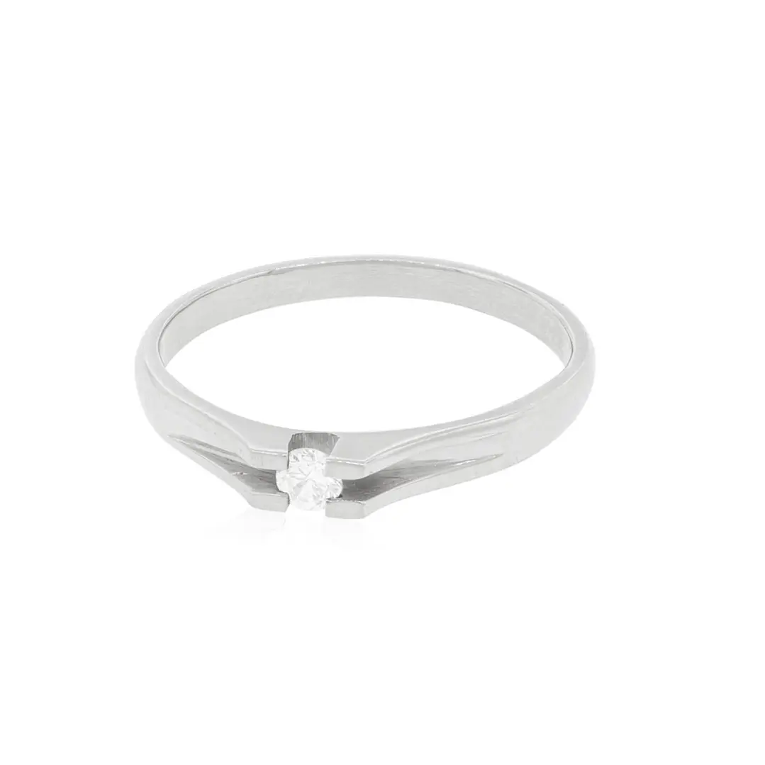 Anillo Compromiso Oro Blanco 18kt  Milán 1x12ptos Diamante 3
