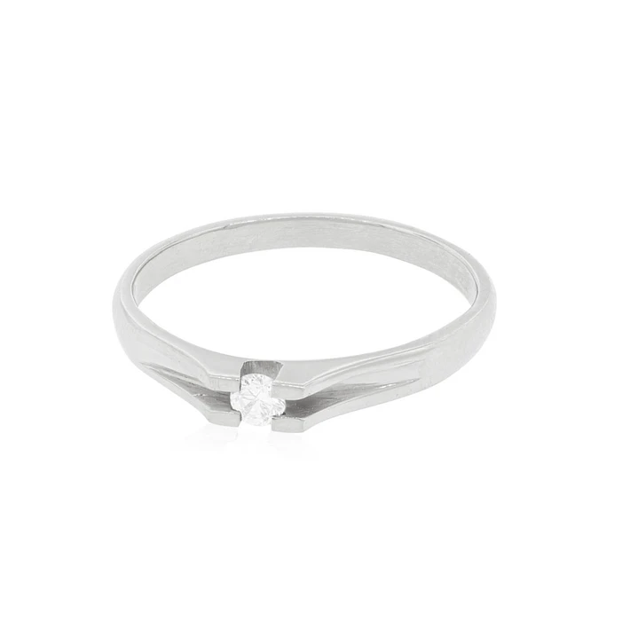Anillo Compromiso Oro Blanco 18kt  Milán 1x12ptos Diamante 3