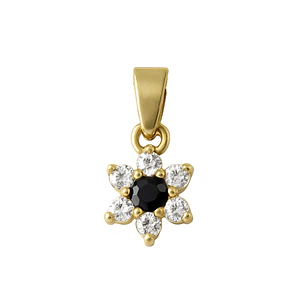 Colgante Oro 18kt Flor y Circonitas