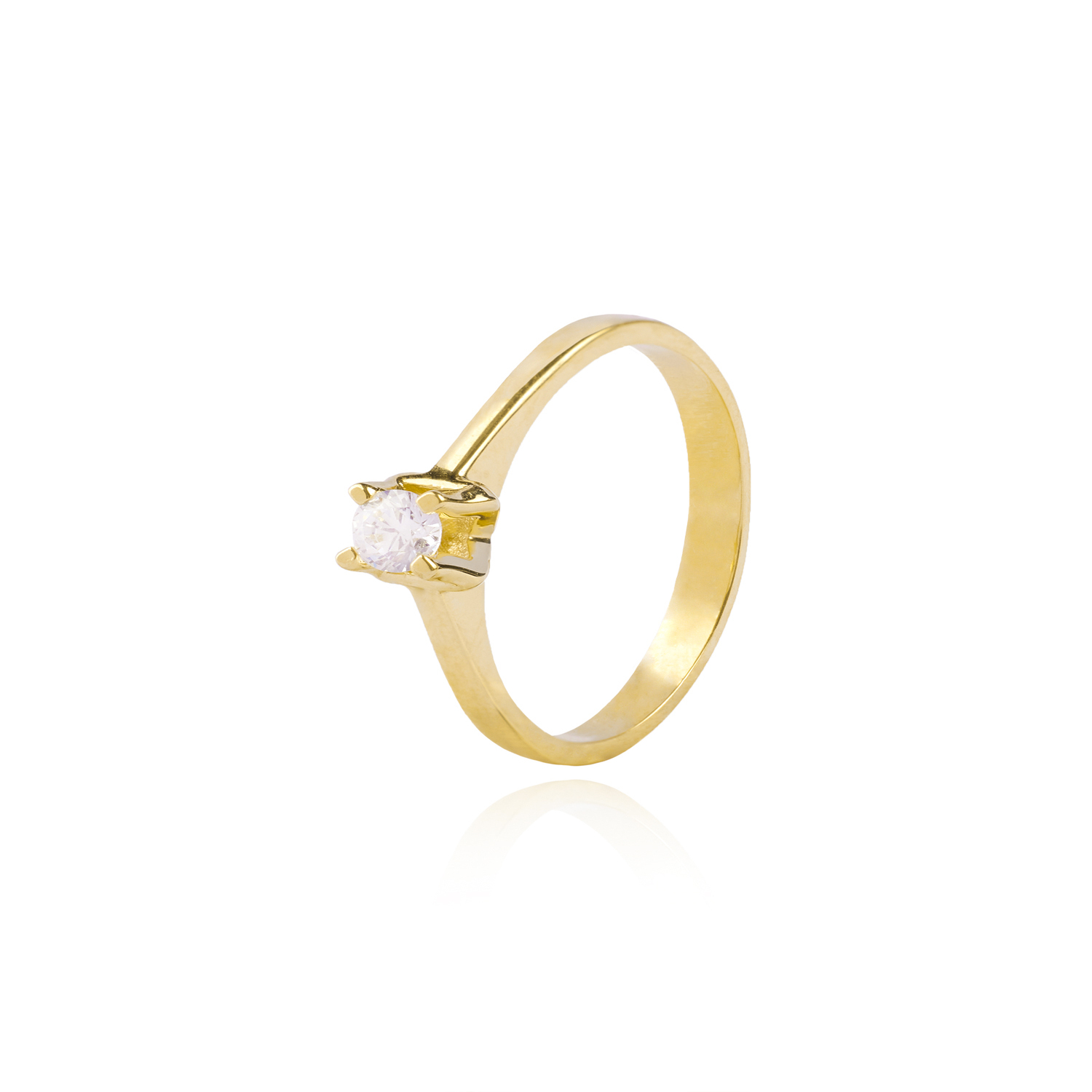 Anillo Compromiso de Oro 18Kt Solitario Circón 4mm 1