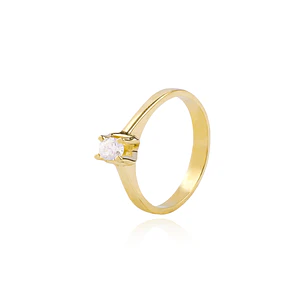 Anillo Compromiso de Oro 18Kt Solitario Circón 4mm