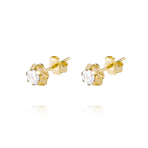 Aros de Oro 18kt Circon de 4mm con Seis grifas
