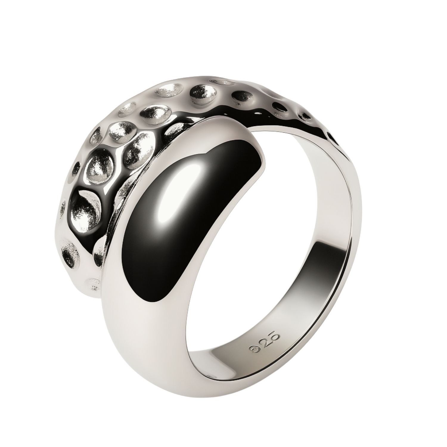 Anillo de Plata Esterlina 925 Superficie Lunar 1