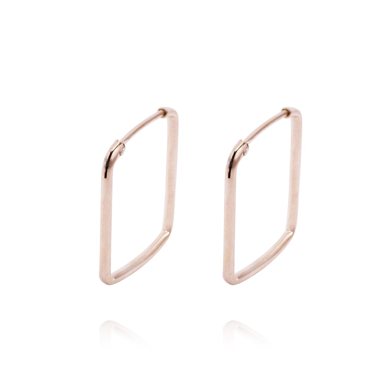 Aros Oro Miel de 18kt Cuadrado Mediano 1