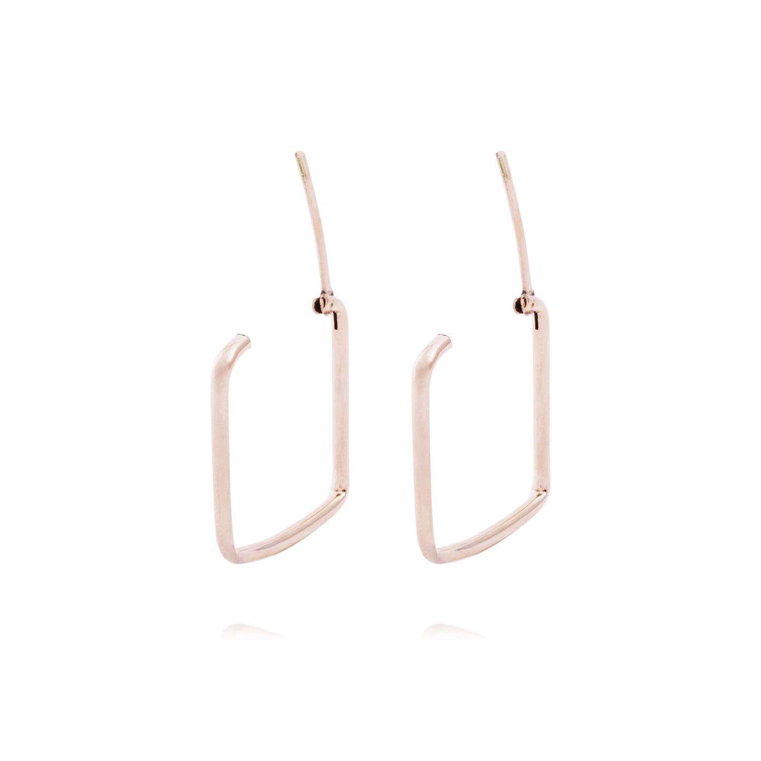 Aros Oro Miel de 18kt Cuadrado Mediano 3