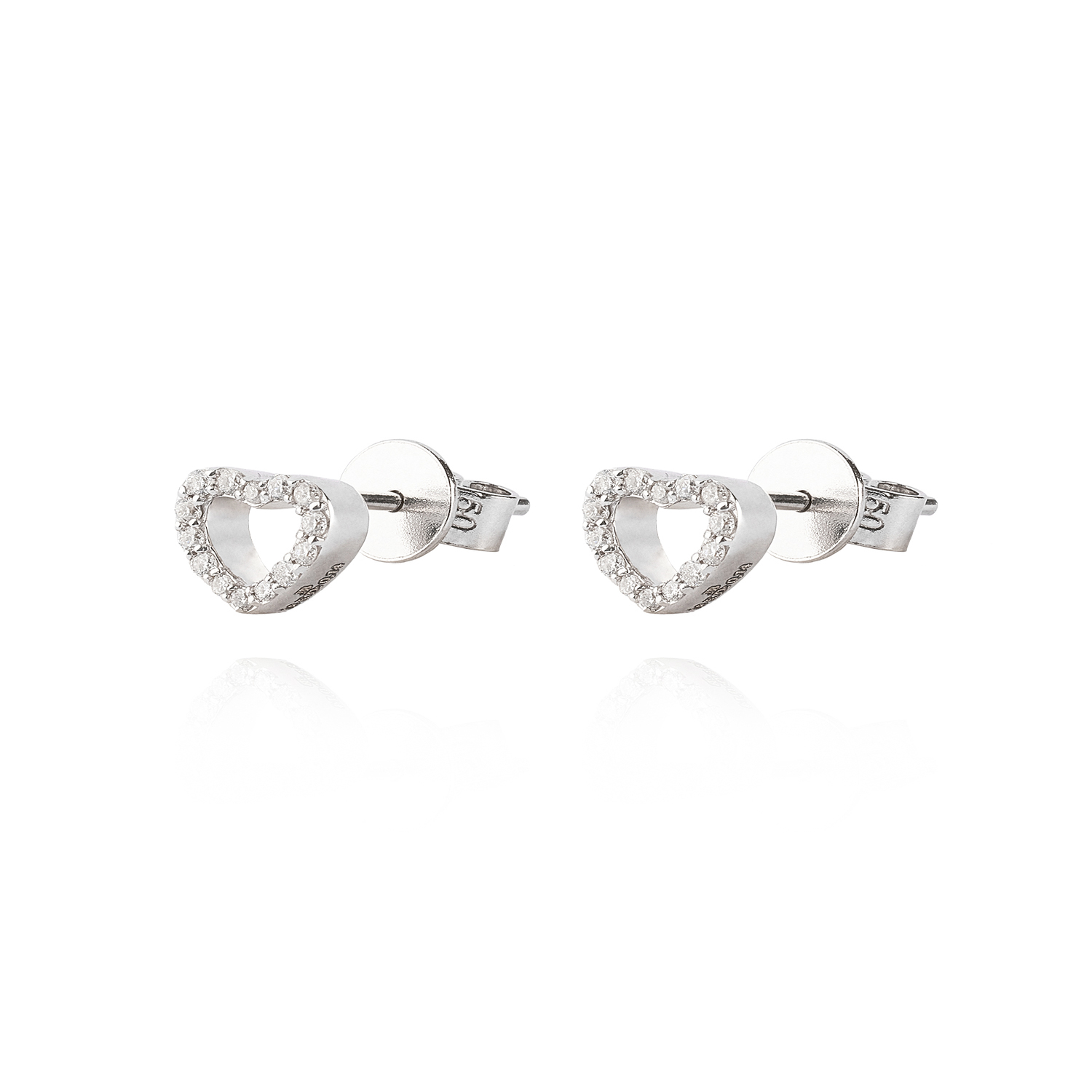 Aros Oro Blanco 18kt Corazón con Diamantes 14pts Total SI/H 1