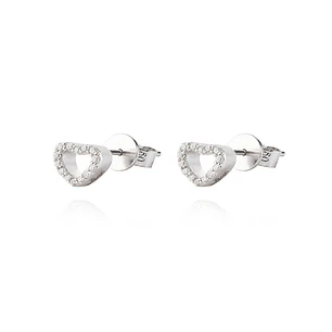 Aros Oro Blanco 18kt Corazón con Diamantes 14pts Total SI/H
