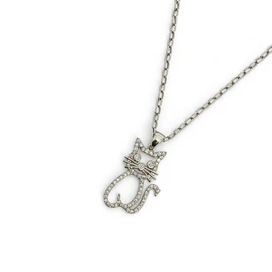 Colgante de Plata Esterlina 925 Gato con Circonita