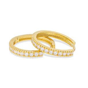 Aros de Oro 18kt Argollas Riel Corona Circones