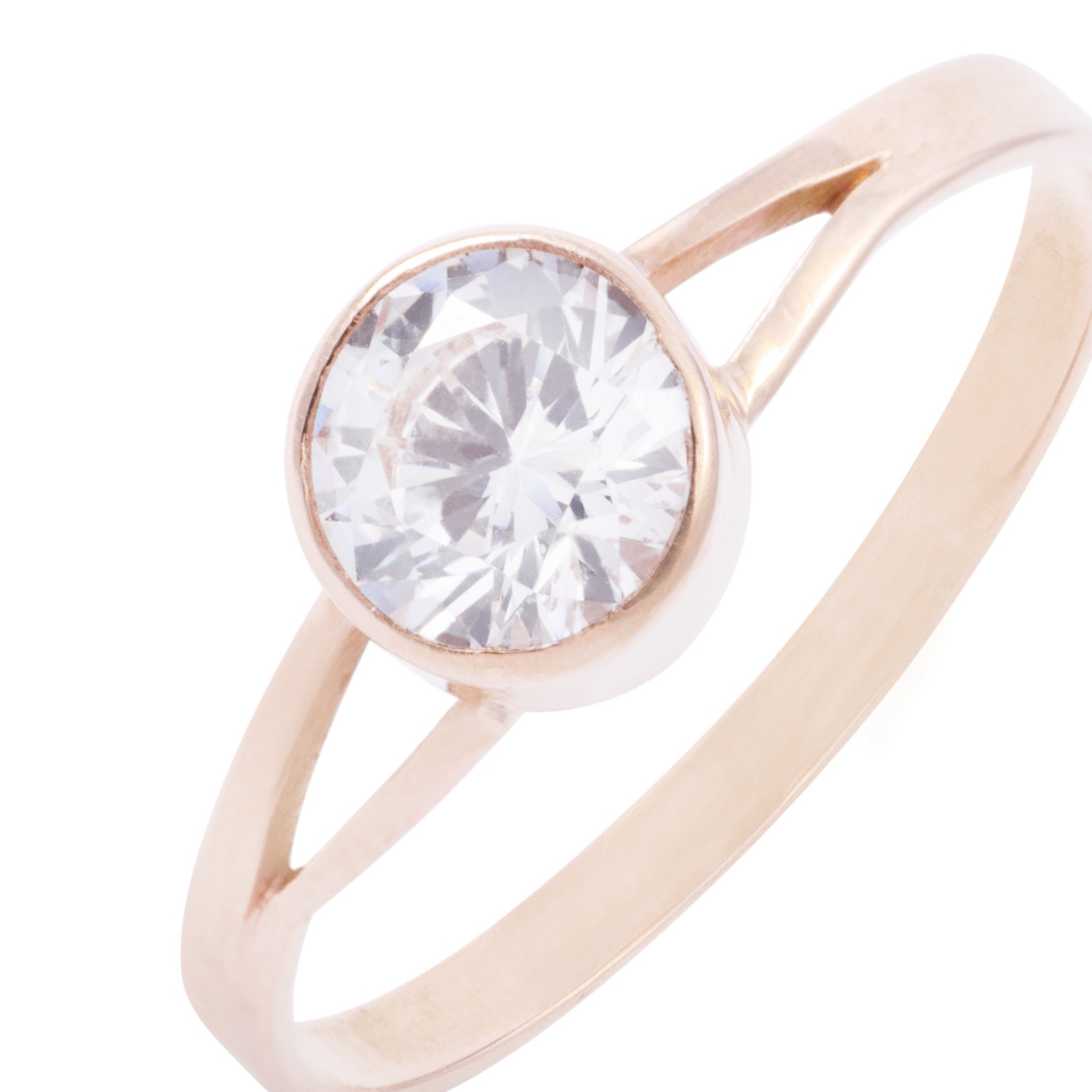 Anillo Oro Miel 18kt Moderno Circón 6mm 2
