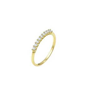 Anillo Oro Amarillo 14kt Nueve Circonitas 2MM