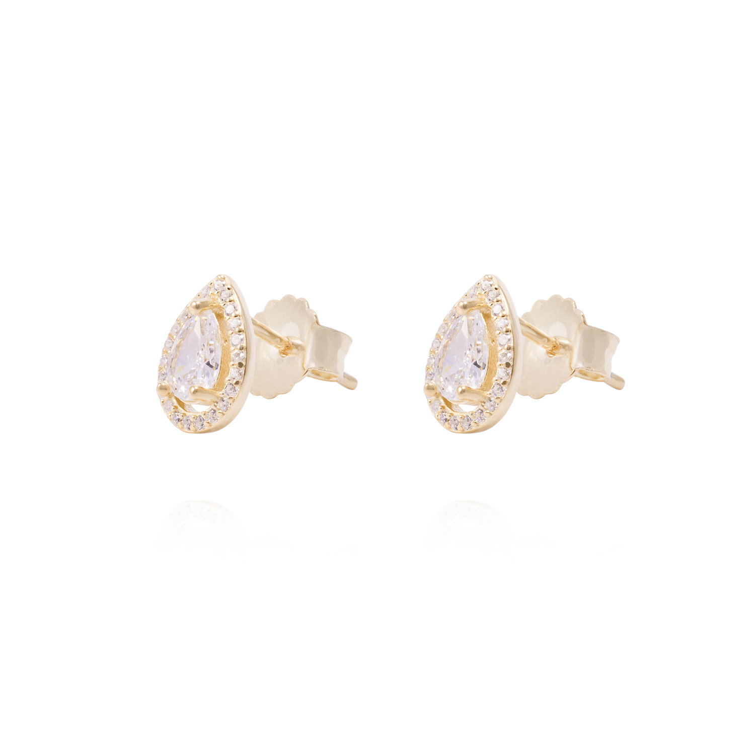 Aros Revestidos en Oro 18kt Gotas de Agua Circonita Grande 1