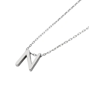 Collar de Plata Esterlina 925 Letra N