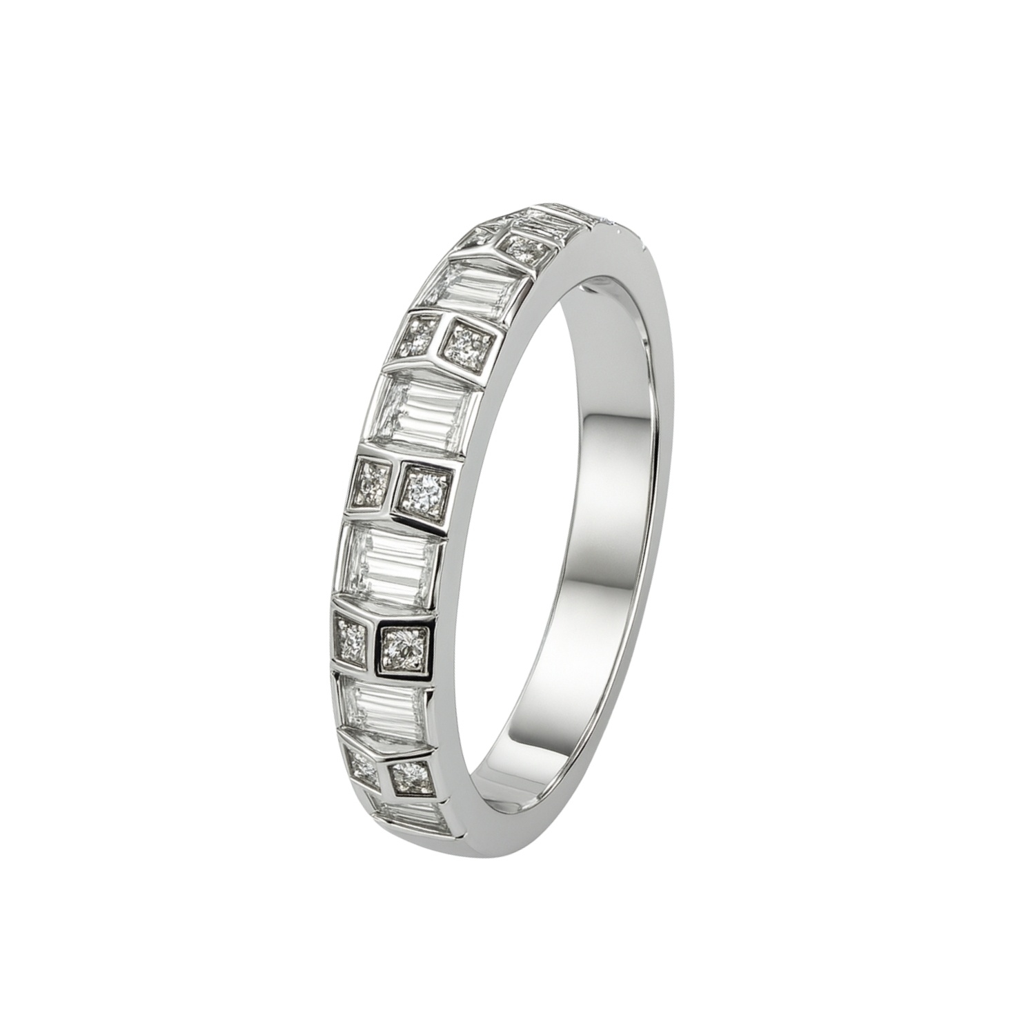 Anillo de Plata Esterlina 925 Corte Baguette y Princesa 1