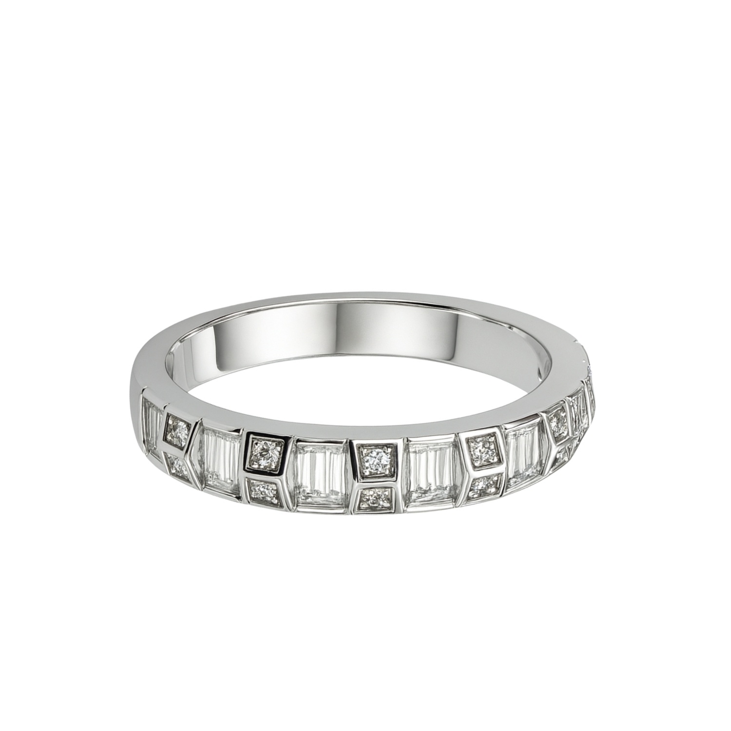 Anillo de Plata Esterlina 925 Corte Baguette y Princesa 2