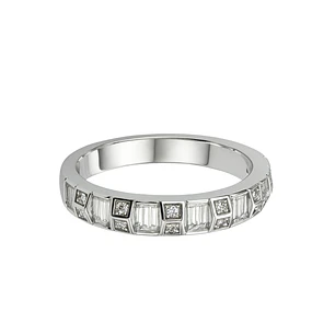 Anillo de Plata Esterlina 925 Corte Baguette y Princesa