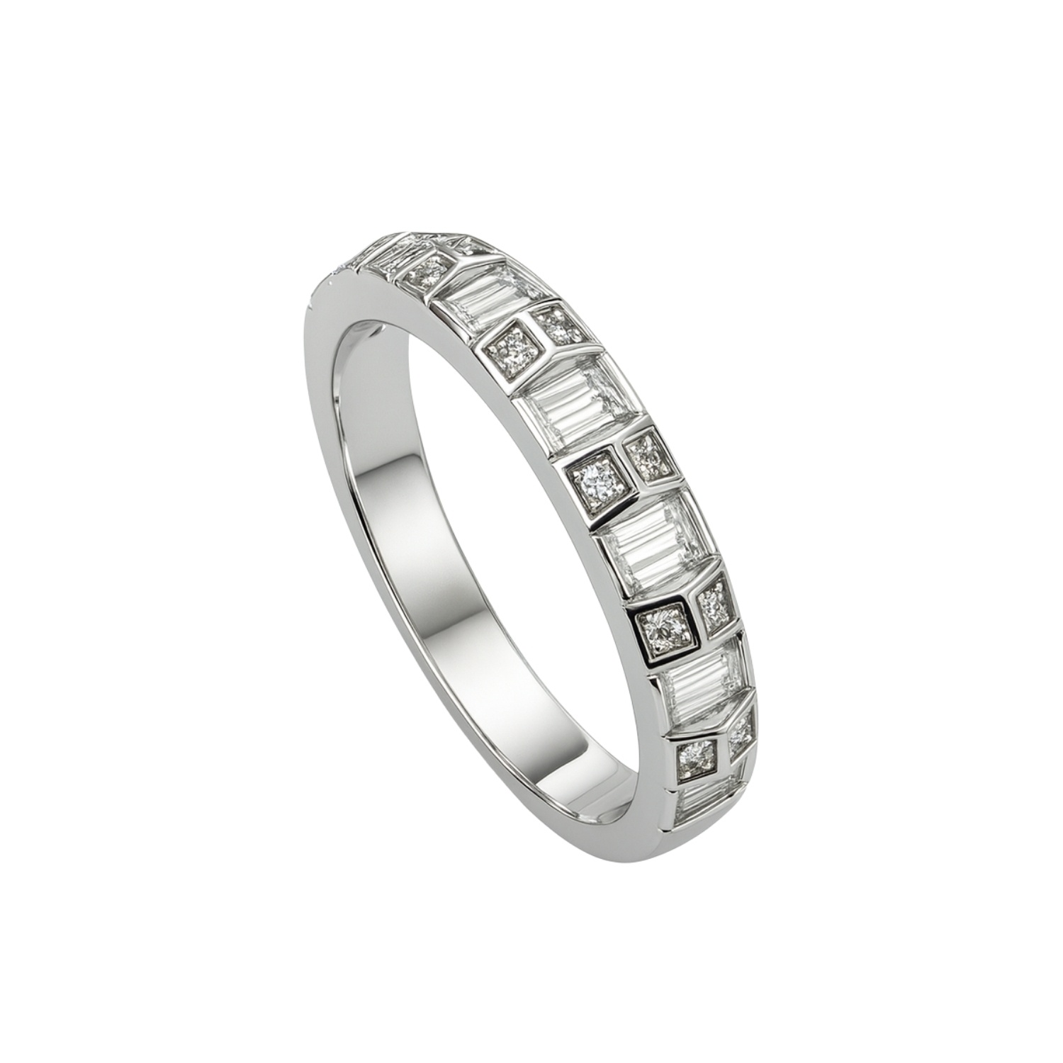 Anillo de Plata Esterlina 925 Corte Baguette y Princesa 3