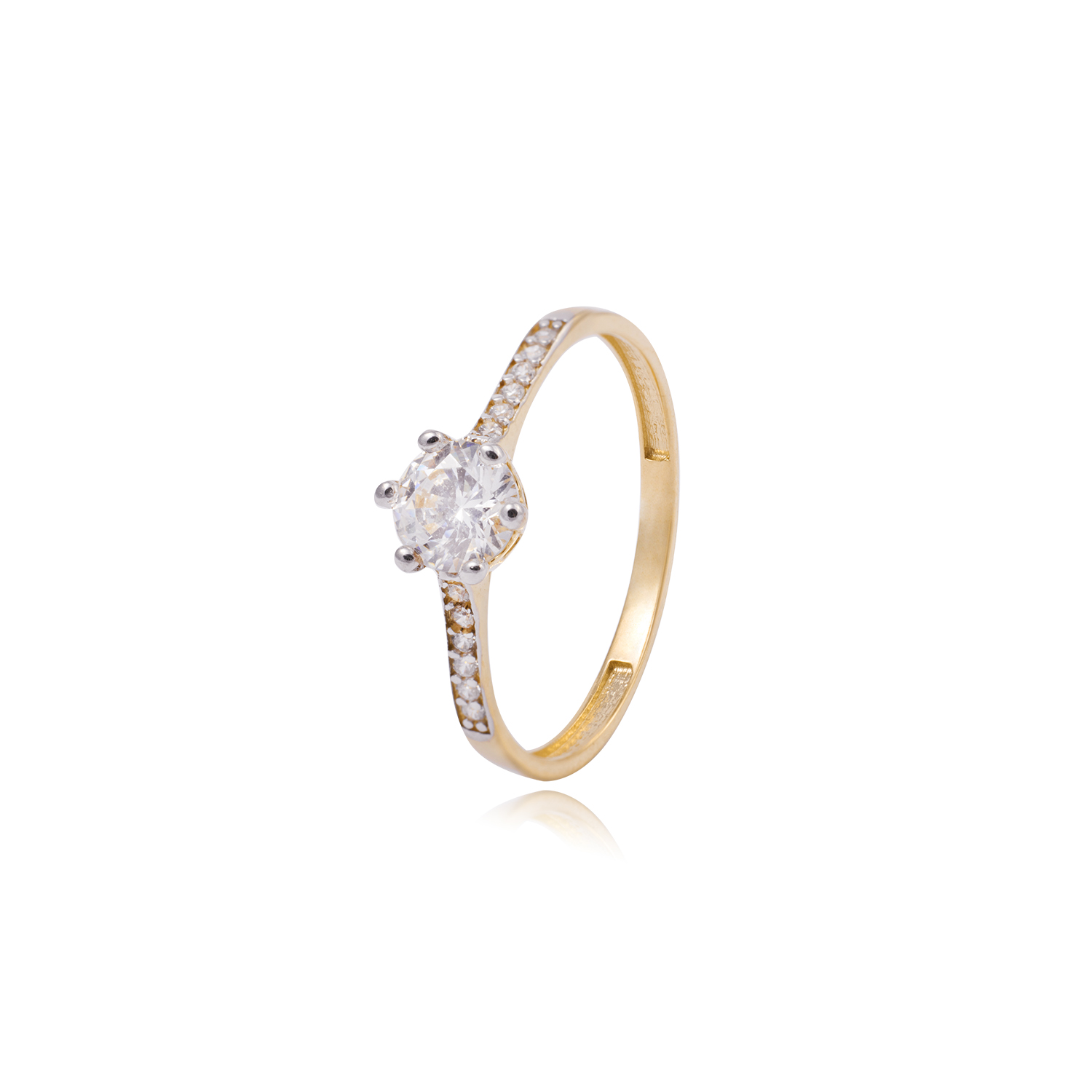 Anillo Compromiso de Oro 18Kt Circonita 5mm Central 1