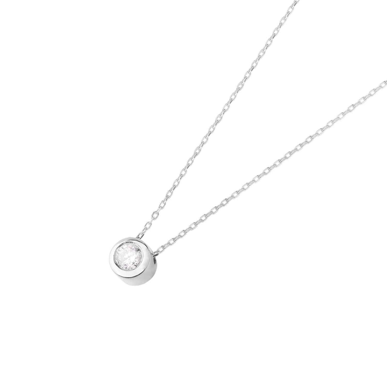 Collar de Oro Blanco 18kt con Diamantes de Punto de Luz 12 Pts Corte Brillante SI/H 1