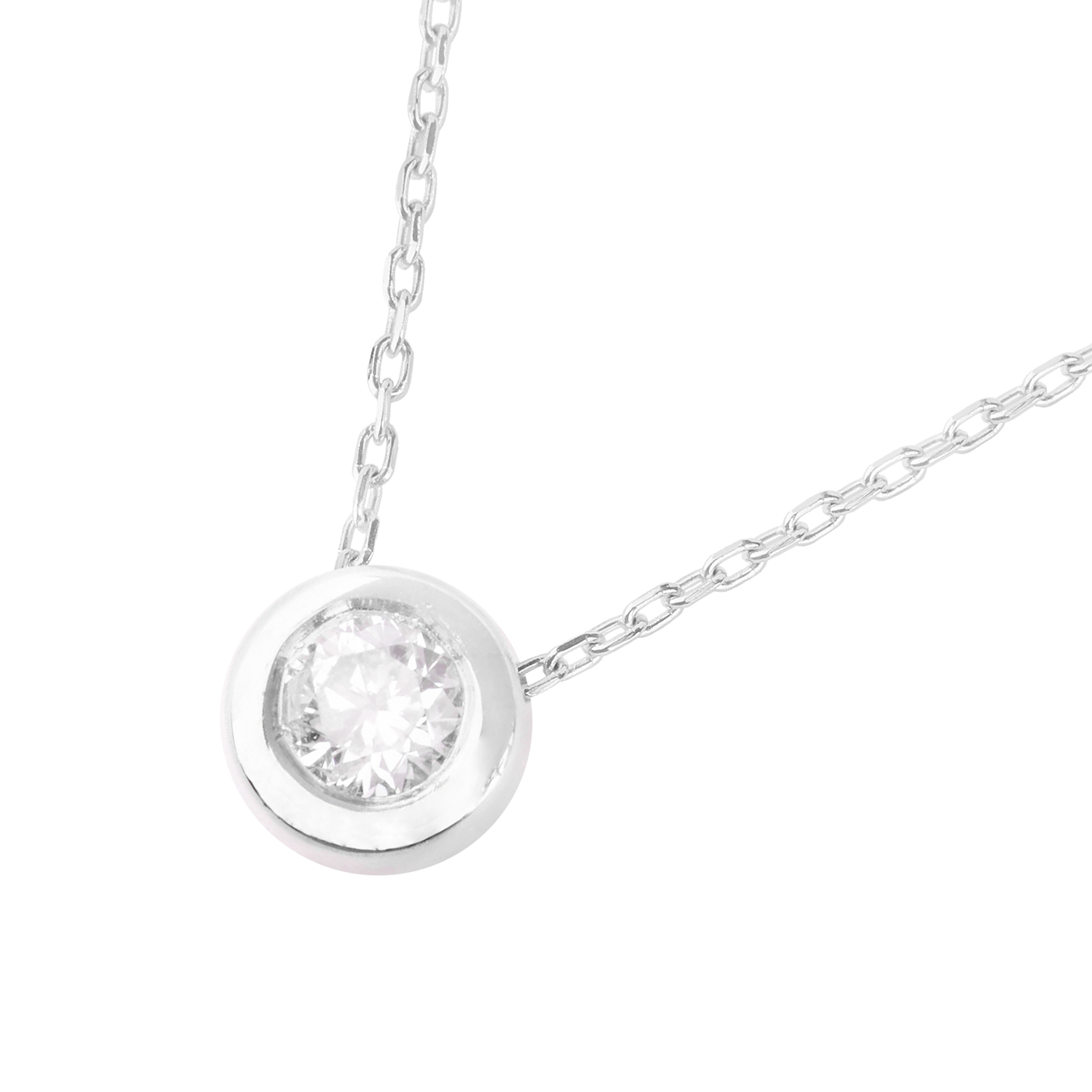 Collar de Oro Blanco 18kt con Diamantes de Punto de Luz 12 Pts Corte Brillante SI/H 2