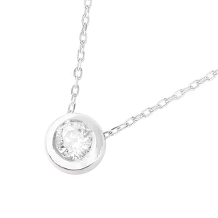 Collar de Oro Blanco 18kt con Diamantes de Punto de Luz 12 Pts Corte Brillante SI/H