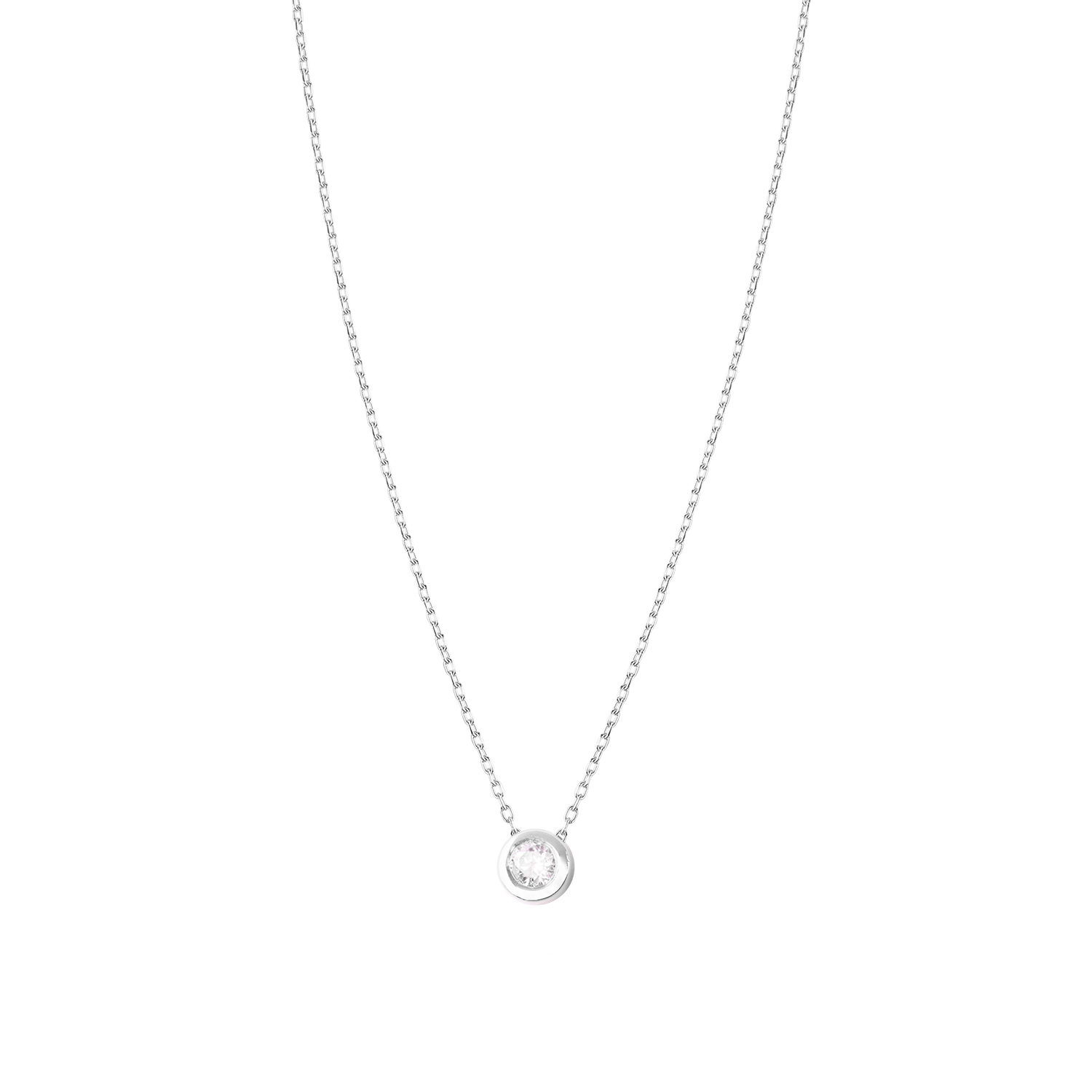 Collar de Oro Blanco 18kt con Diamantes de Punto de Luz 12 Pts Corte Brillante SI/H 3