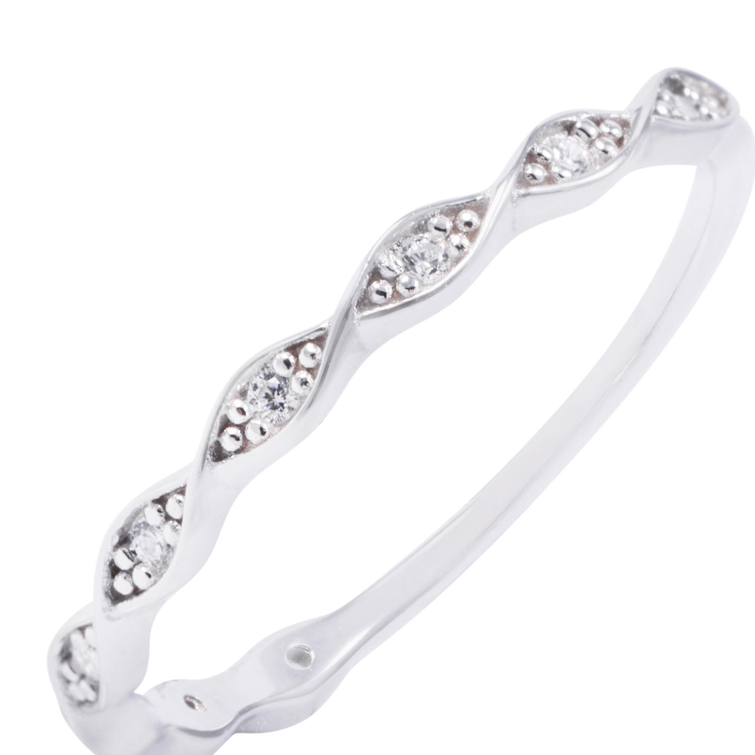 Anillo de Plata Esterlina Trenzado Circón 2
