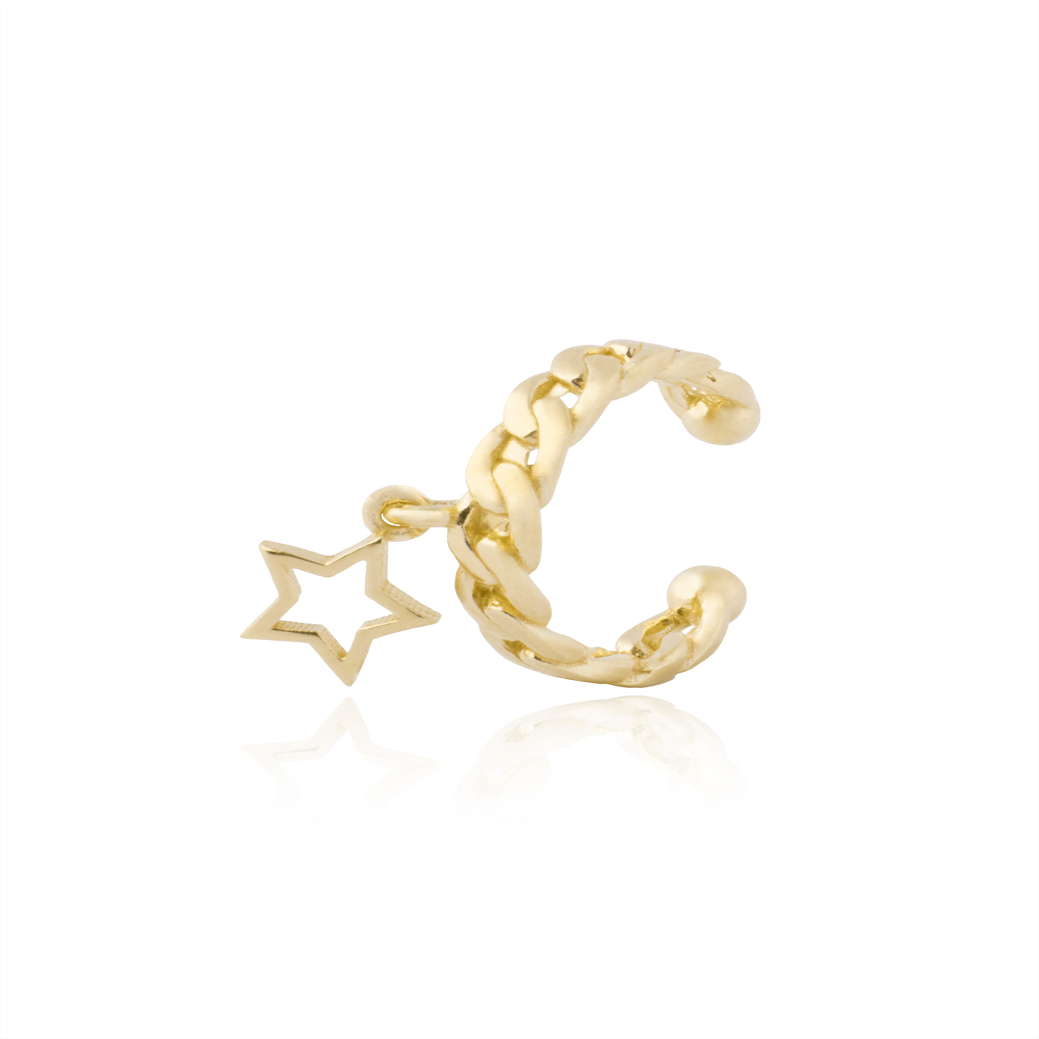 Aro Piercing Plata Revestida Oro 18kt Estrella Encadenada  1