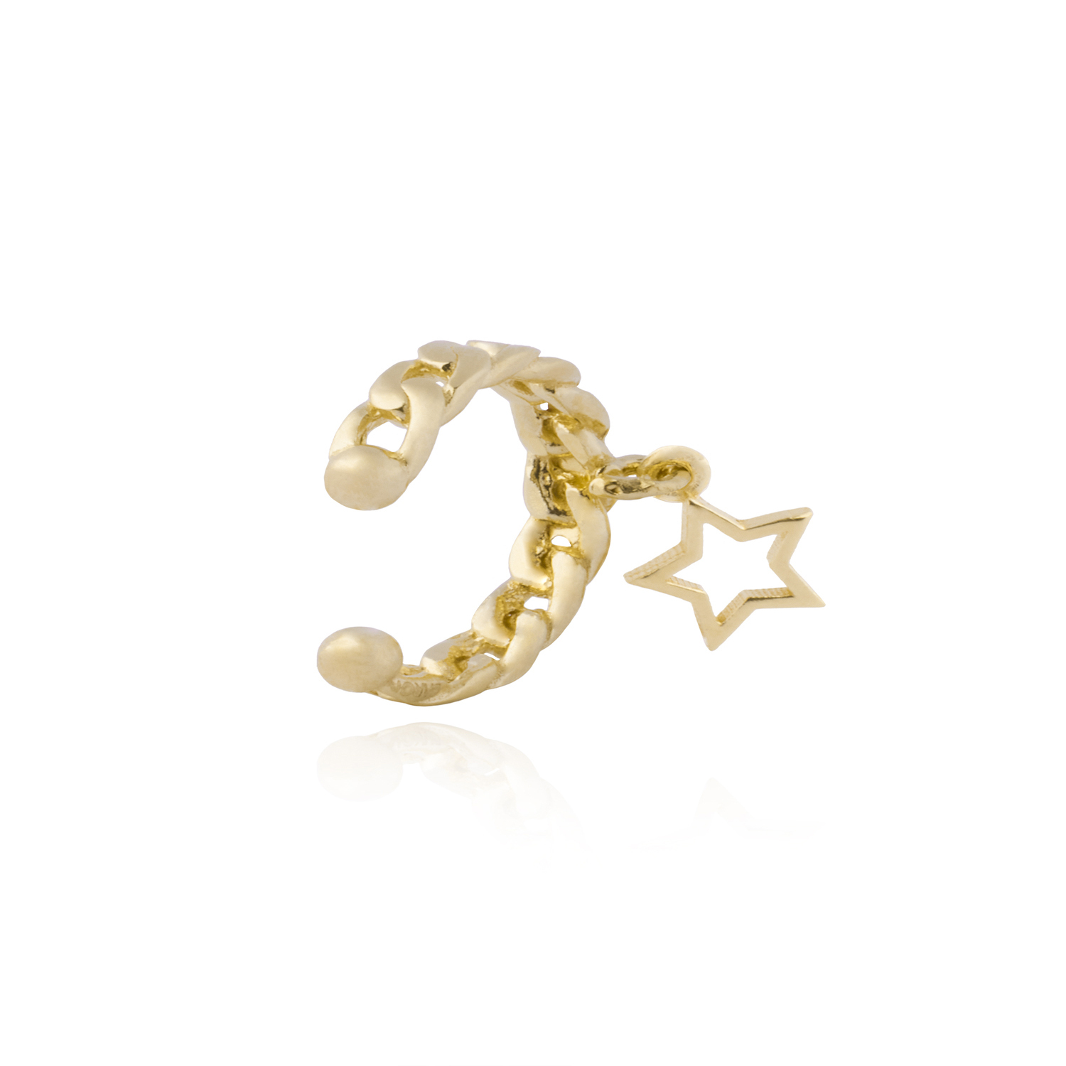 Aro Piercing Plata Revestida Oro 18kt Estrella Encadenada  2
